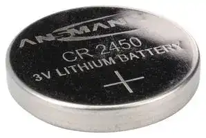 5020112: Battery, Button Cell, Single Cell, 3 V, 2450, Lithium Manganese Dioxide, 630 mAh, Pressure Contact