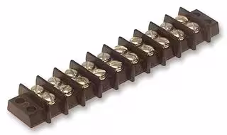 10-140: Panel Mount Barrier Terminal Block, 2 Row, 10 Ways, 16 AWG, 9.53 mm, 15 A
