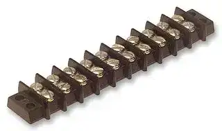 10-140: Panel Mount Barrier Terminal Block, 2 Row, 10 Ways, 16 AWG, 9.53 mm, 15 A