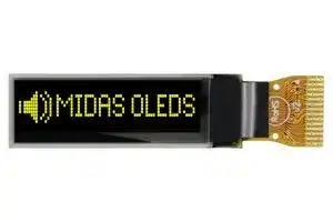 MCOT096016C1V-YI: Graphic OLED, 96 x 16 Pixels, Yellow on Black, 3V, I2C, 29.1mm x 9.2mm, -40 °C