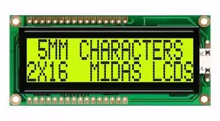 MC21605G6WD-SPTLY-V2: Alphanumeric LCD, 16 x 2, 5V, English, Japanese, Transflective