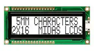 MC21605G6W-FPTLW-V2: Alphanumeric LCD, 16 x 2, Black on White, 5V, Parallel, English, Japanese, Transflective