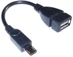 C-USBF-MI: USB Cable, Micro Type B Plug to Type A Receptacle, 100 mm, 0.33 ft, USB 2.0 OTG, Black