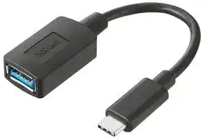 20967: USB Adapter, Type C Plug to Type A Receptacle, 90 mm, 3.54 ", USB 3.2, Black