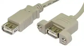 USB2-122: USB Cable, Type A Receptacle to Type A Receptacle, 150 mm, 5.91 ", USB 2.0, Beige
