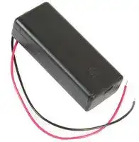MP000365: Battery Holder, Enclosed 2x AAA, ABS Resin, Black, Wire Lead
