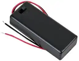 MP000372: Battery Holder, Enclosed 2x AAA, ABS Resin, Black, Wire Lead, On/Off Switch