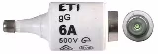 2312403: Fuse, Industrial / Power, MP Bottle D Series, 6 A, 500 VAC, 400 VDC, 22mm x 50mm, 0.87" x 1.97"