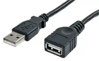 USBEXTAA3BK — USB Cable, Type A Plug to Type A Receptacle, 0.9 m, 3 ft, USB 2.0, Black