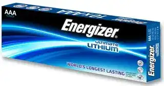 633472: Battery, Pack of 10, 1.5 V, AAA, Lithium Iron Disulphide, 1.25 Ah