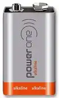 4122210531: Battery, Power One, Box of 200, 9 V, PP3, Alkaline, 550 mAh, Snap Contact