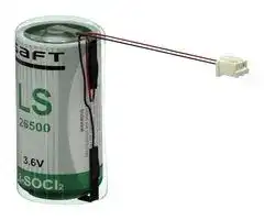 LS26500 1S1P FLC: Battery, 3.6 V, C, Lithium Thionyl Chloride, 7.7 Ah, Raised Positive and Flat Negative, 1