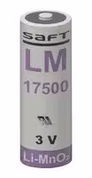 LM17500 STD: Battery, 3 V, A, Lithium Manganese Dioxide, 3 Ah, Raised Positive and Flat Negative, 1