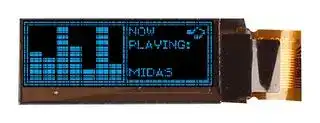 MCOT128032AY-BS: Graphic OLED, 128 x 32 Pixels, Blue on Black, 2.8V, SPI, 30mm x 11.5mm, -40 °C