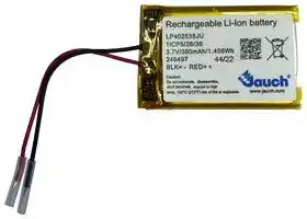 LP402535JU: Rechargeable Battery, 3.7 V, Lithium Ion, 380 mAh, Wire Leads, 1