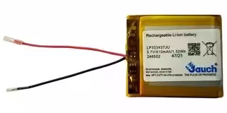 LP333437JU: Rechargeable Battery, 3.7 V, Lithium Ion, 430 mAh, Wire Leads, 1