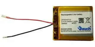LP333437JU: Rechargeable Battery, 3.7 V, Lithium Ion, 430 mAh, Wire Leads, 1