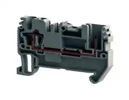 SCP2.5GREY: DIN Rail Mount Terminal Block, 2 Ways, 28 AWG, 12 AWG, 2.5 mm², Clamp, 24 A