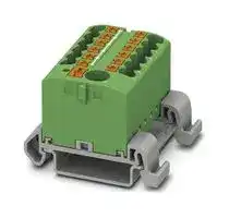 3273228: Panel Mount Barrier Terminal Block, Green, 24 A, 690 V, 13 Pole, Push In, 12 AWG