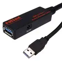 12.04.1070: USB Cable, Type A Plug to Type A Receptacle, 10 m, 32.8 ft, USB 3.0, 3.2, Black