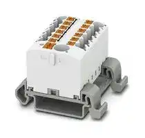 3273232: Panel Mount Barrier Terminal Block, White, 24 A, 690 V, 13 Pole, Push In, 12 AWG