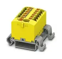 3273226: Panel Mount Barrier Terminal Block, Yellow, 24 A, 690 V, 13 Pole, Push In, 12 AWG
