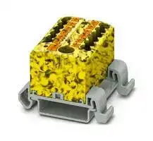3273240: Panel Mount Barrier Terminal Block, Black/Yellow, 24 A, 690 V, 13 Pole, Push In, 12 AWG