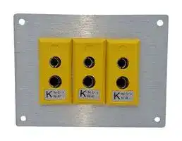 AS-K-FF + FSP-3: Thermocouple Connector, Standard, Yellow, 66 x 88mm Panel, K, Socket, 3Way, ANSI, Fascia Mount