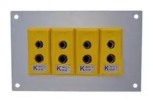AS-K-FF + FSP-4: Thermocouple Connector, Standard, Yellow, 66 x 107mm Panel, K, Socket, 4Way, ANSI, Fascia Mount