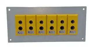 AS-K-FF + FSP-6: Thermocouple Connector, Standard, Yellow, 66 x 145mm Panel, K, Socket, 6Way, ANSI, Fascia Mount