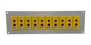 AS-K-FF + FSP-10: Thermocouple Connector, Standard, Yellow, 66 x 221mm Panel, K, Socket, 10Way, ANSI, Fascia Mount