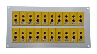 AS-K-FF + FSP-20: Thermocouple Connector, Standard, Yellow, 111 x 221mm Panel, K, Socket, 20Way, ANSI, Fascia Mount