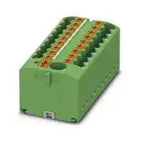 3273512: Panel Mount Barrier Terminal Block, Green, 24 A, 450 V, 19 Pole, Push In, 12 AWG