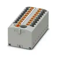 3273504: Panel Mount Barrier Terminal Block, Grey, 24 A, 450 V, 19 Pole, Push In, 12 AWG
