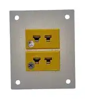 AM-K-FF + FMP-2: Thermocouple Connector, Miniature, Yellow, 45 x 55mm Panel, K, Socket, 2Way, ANSI, Fascia Mount