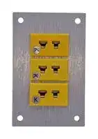 AM-K-FF + FMP-3: Thermocouple Connector, Miniature, Yellow, 45 x 70mm Panel, K, Socket, 3Way, ANSI, Fascia Mount