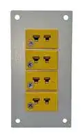 AM-K-FF + FMP-4: Thermocouple Connector, Miniature, Yellow, 45 x 85mm Panel, K, Socket, 4Way, ANSI, Fascia Mount