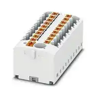 3273516: Panel Mount Barrier Terminal Block, White, 24 A, 450 V, 19 Pole, Push In, 12 AWG