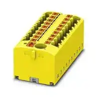 3273510: Panel Mount Barrier Terminal Block, Yellow, 24 A, 450 V, 19 Pole, Push In, 12 AWG