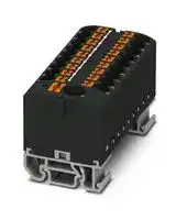 3274224: Panel Mount Barrier Terminal Block, Black, 24 A, 690 V, 19 Pole, Push In, 12 AWG