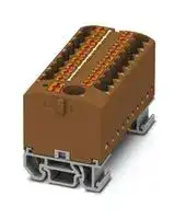 3274220: Panel Mount Barrier Terminal Block, Brown, 24 A, 690 V, 19 Pole, Push In, 12 AWG
