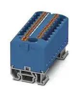 3274212: Panel Mount Barrier Terminal Block, Blue, 24 A, 690 V, 19 Pole, Push In, 12 AWG