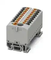 3274210: Panel Mount Barrier Terminal Block, Grey, 24 A, 690 V, 19 Pole, Push In, 12 AWG
