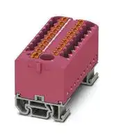 3274227: Panel Mount Barrier Terminal Block, Pink, 24 A, 690 V, 19 Pole, Push In, 12 AWG