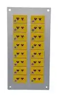 AM-K-FF + FMP-16: Thermocouple Connector, Miniature, Yellow, 75 x 145mm Panel, K, Socket, 16Way, ANSI, Fascia Mount