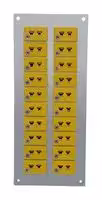 AM-K-FF + FMP-20: Thermocouple Connector, Miniature, Yellow, 75 x 175mm Panel, K, Socket, 20Way, ANSI, Fascia Mount