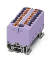 3274226: Panel Mount Barrier Terminal Block, Violet, 24 A, 690 V, 19 Pole, Push In, 12 AWG