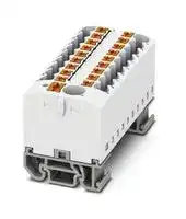 3274222: Panel Mount Barrier Terminal Block, White, 24 A, 690 V, 19 Pole, Push In, 12 AWG