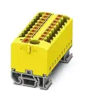 3274216: Panel Mount Barrier Terminal Block, Yellow, 24 A, 690 V, 19 Pole, Push In, 12 AWG