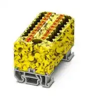 3274230: Panel Mount Barrier Terminal Block, Black/Yellow, 24 A, 690 V, 19 Pole, Push In, 12 AWG